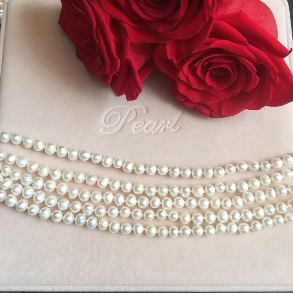 Genuine Freshwater cultured Pearl 5strand necklace - Picture 7 of 11